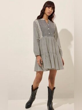 Bombay Paisley Black and White Printed Mini Dress. Size XL